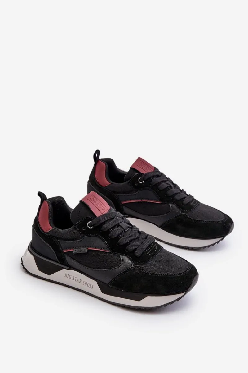 Obuwie Sportowe Męskie>Big Star Shoes Sneakersy Męskie Memory Foam System Big Star NN174350 Czarne Czarny