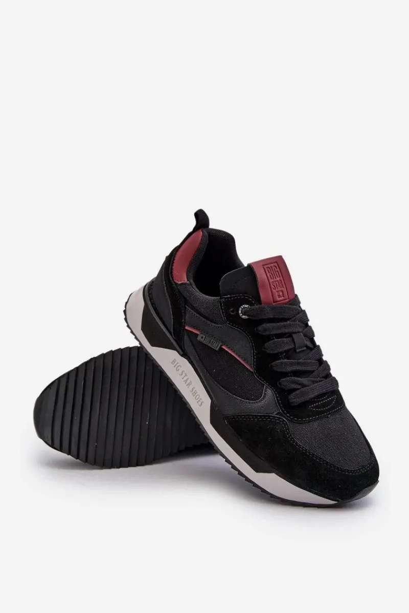 Obuwie Sportowe Męskie>Big Star Shoes Sneakersy Męskie Memory Foam System Big Star NN174350 Czarne Czarny