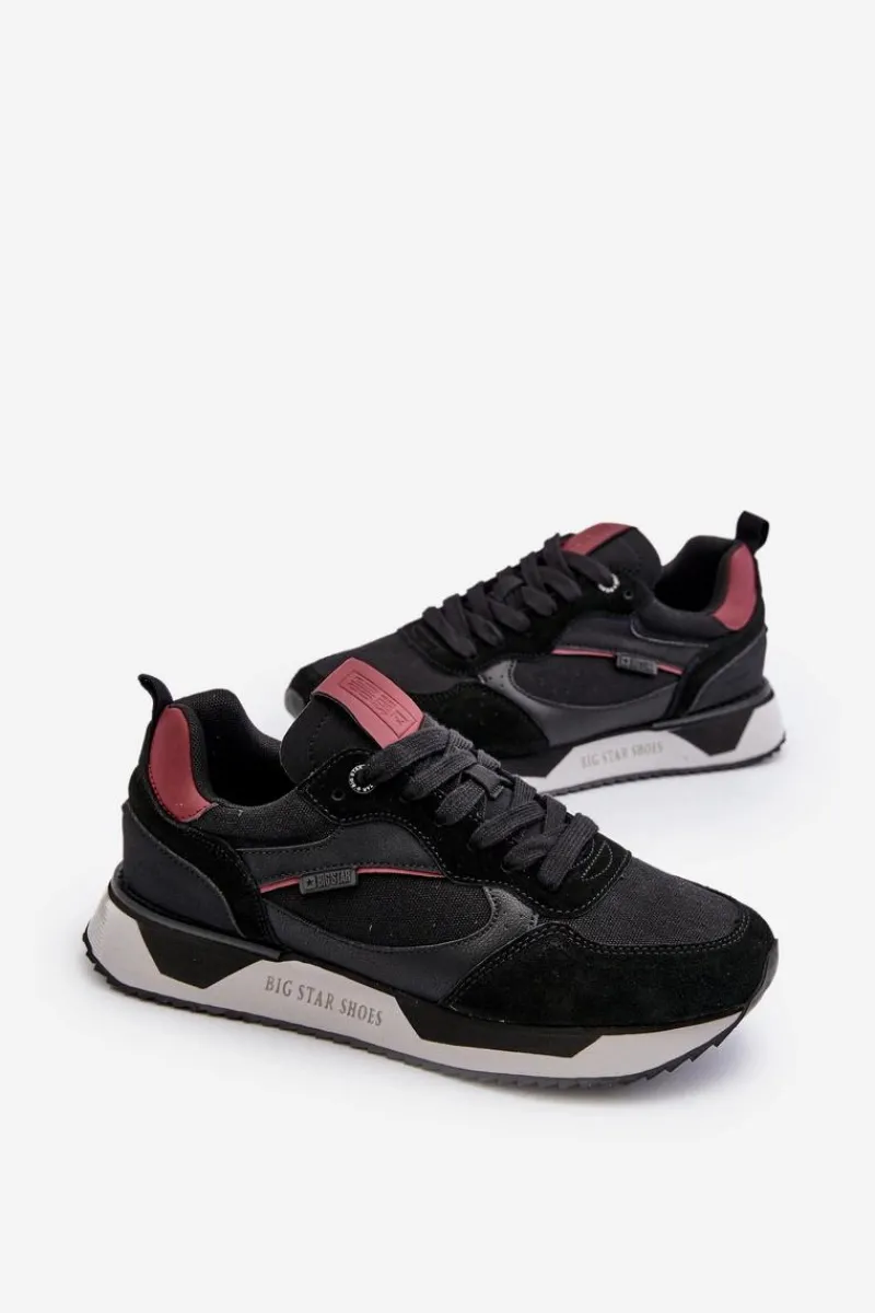 Obuwie Sportowe Męskie>Big Star Shoes Sneakersy Męskie Memory Foam System Big Star NN174350 Czarne Czarny