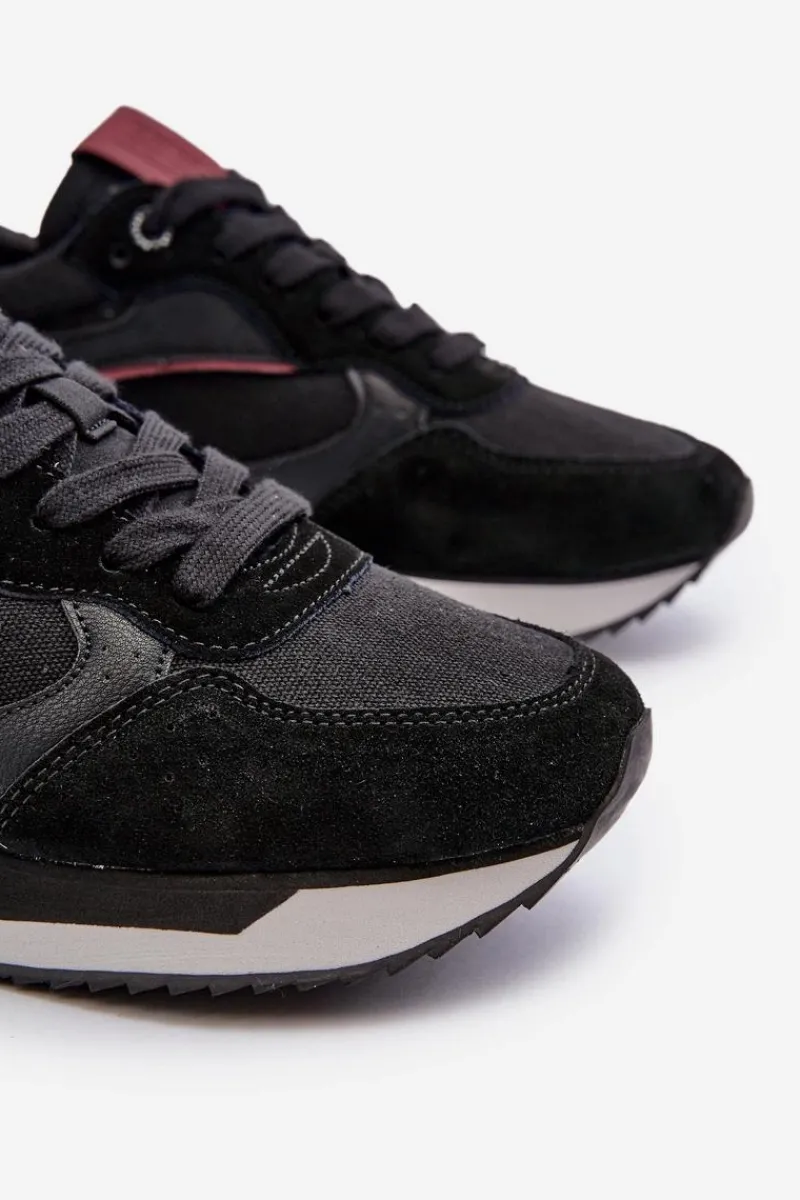 Obuwie Sportowe Męskie>Big Star Shoes Sneakersy Męskie Memory Foam System Big Star NN174350 Czarne Czarny