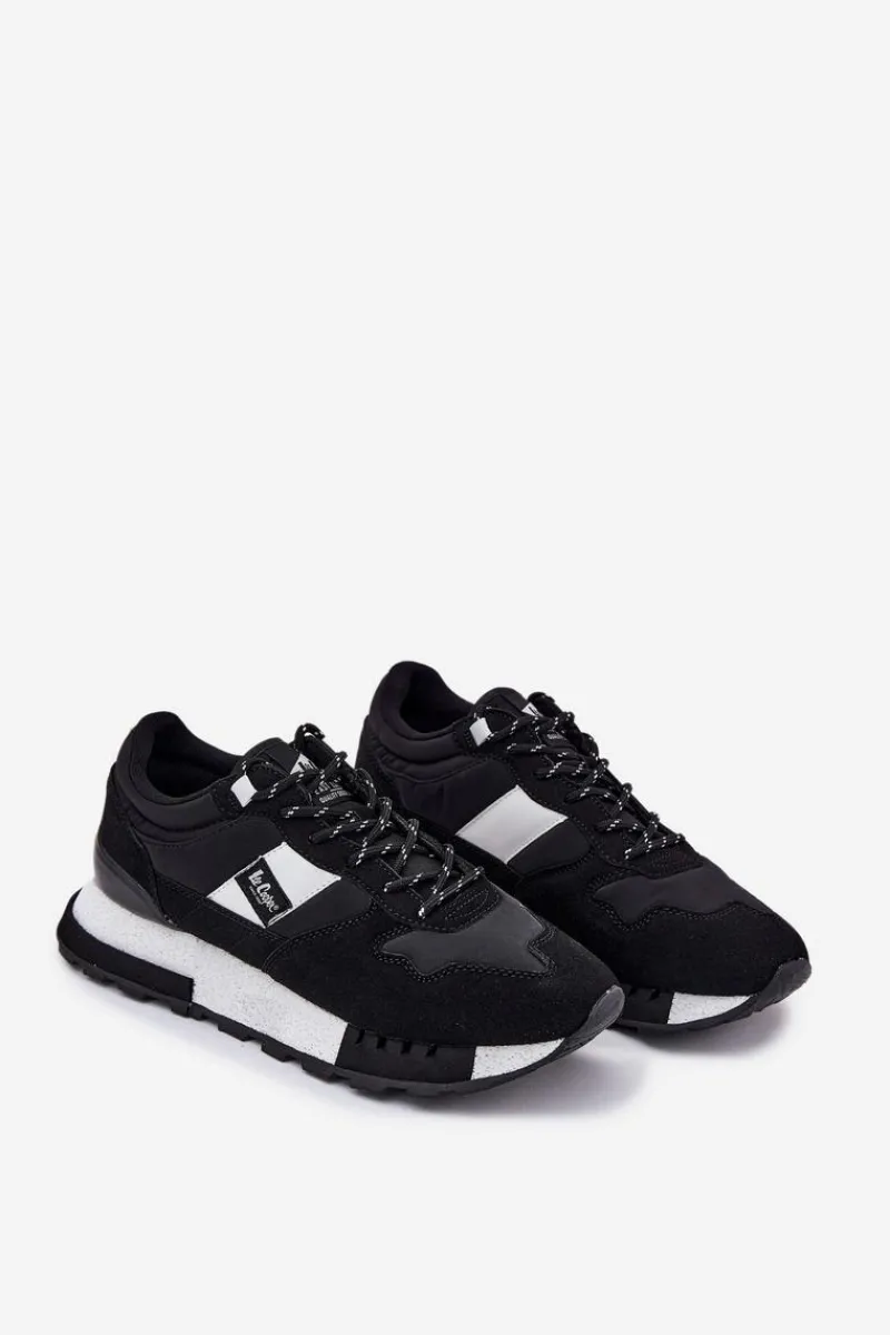 Sale Sneakersy Męskie Na Platformie LCJ-25-03-3378M Czarne Męskie Obuwie Sportowe Męskie
