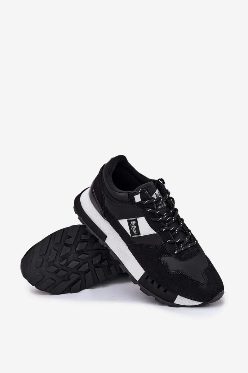 Sale Sneakersy Męskie Na Platformie LCJ-25-03-3378M Czarne Męskie Obuwie Sportowe Męskie