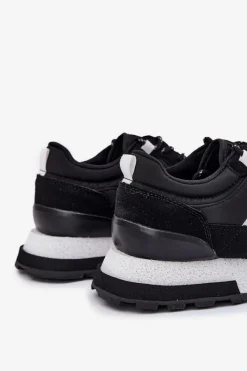 Sale Sneakersy Męskie Na Platformie LCJ-25-03-3378M Czarne Męskie Obuwie Sportowe Męskie