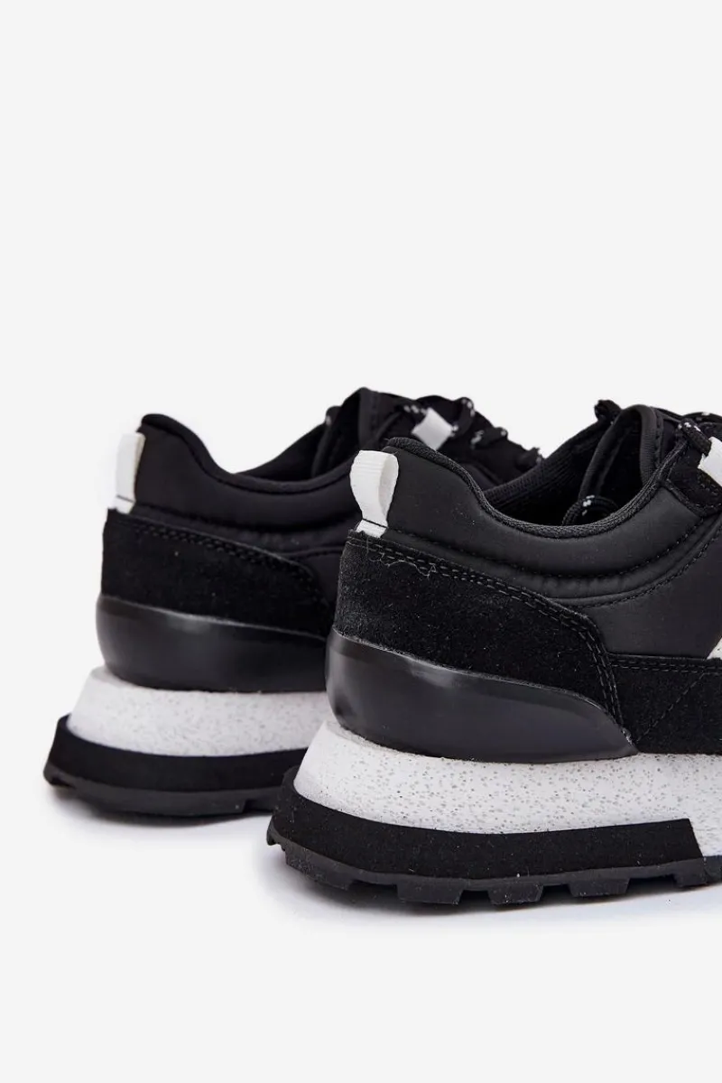 Sale Sneakersy Męskie Na Platformie LCJ-25-03-3378M Czarne Męskie Obuwie Sportowe Męskie