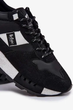 Sale Sneakersy Męskie Na Platformie LCJ-25-03-3378M Czarne Męskie Obuwie Sportowe Męskie