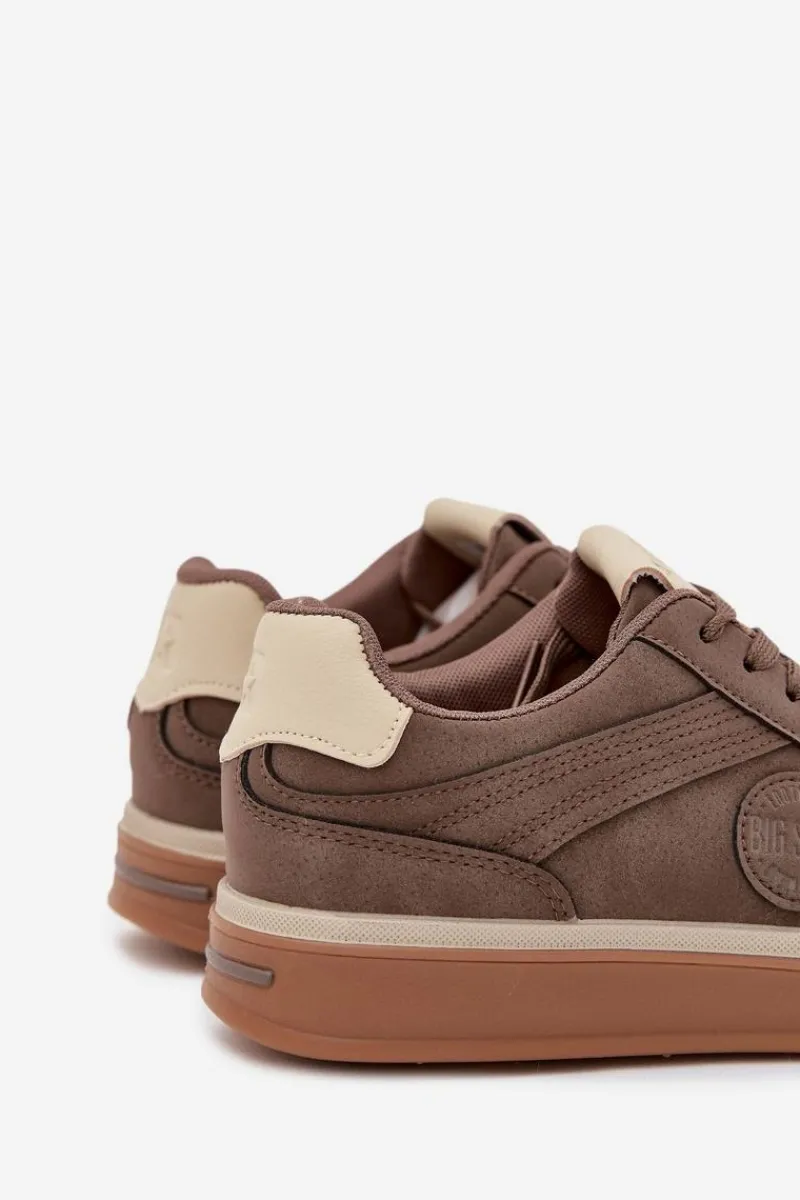 Outlet Sneakersy Męskie Niskie Big Star SS174020 HI-POLY SYSTEM Ciemnobeżowe Męskie Obuwie Sportowe Męskie