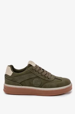 Sale Sneakersy Męskie Niskie Big Star SS174022 HI-POLY SYSTEM Khaki Męskie Obuwie Sportowe Męskie