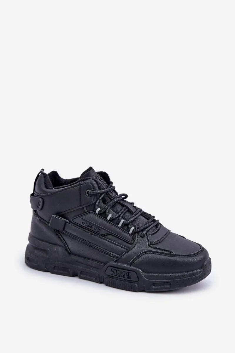 Outlet Sneakersy Męskie Ocieplane Big Star OO174587 HI-POLLY SYSTEM Czarne Męskie Obuwie Sportowe Męskie