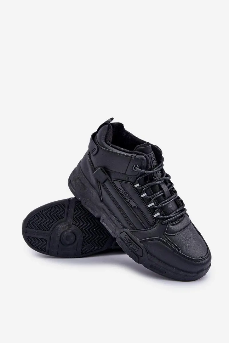 Outlet Sneakersy Męskie Ocieplane Big Star OO174587 HI-POLLY SYSTEM Czarne Męskie Obuwie Sportowe Męskie