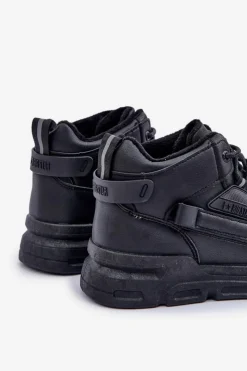 Outlet Sneakersy Męskie Ocieplane Big Star OO174587 HI-POLLY SYSTEM Czarne Męskie Obuwie Sportowe Męskie