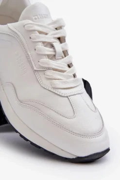 Obuwie Sportowe Męskie>Big Star Shoes Sneakersy Męskie Skórzane BIG STAR NN174288 Białe