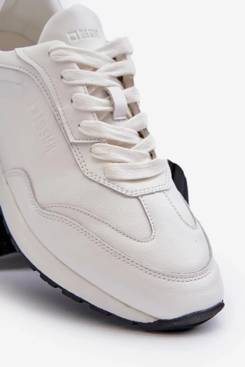 Obuwie Sportowe Męskie>Big Star Shoes Sneakersy Męskie Skórzane BIG STAR NN174288 Białe