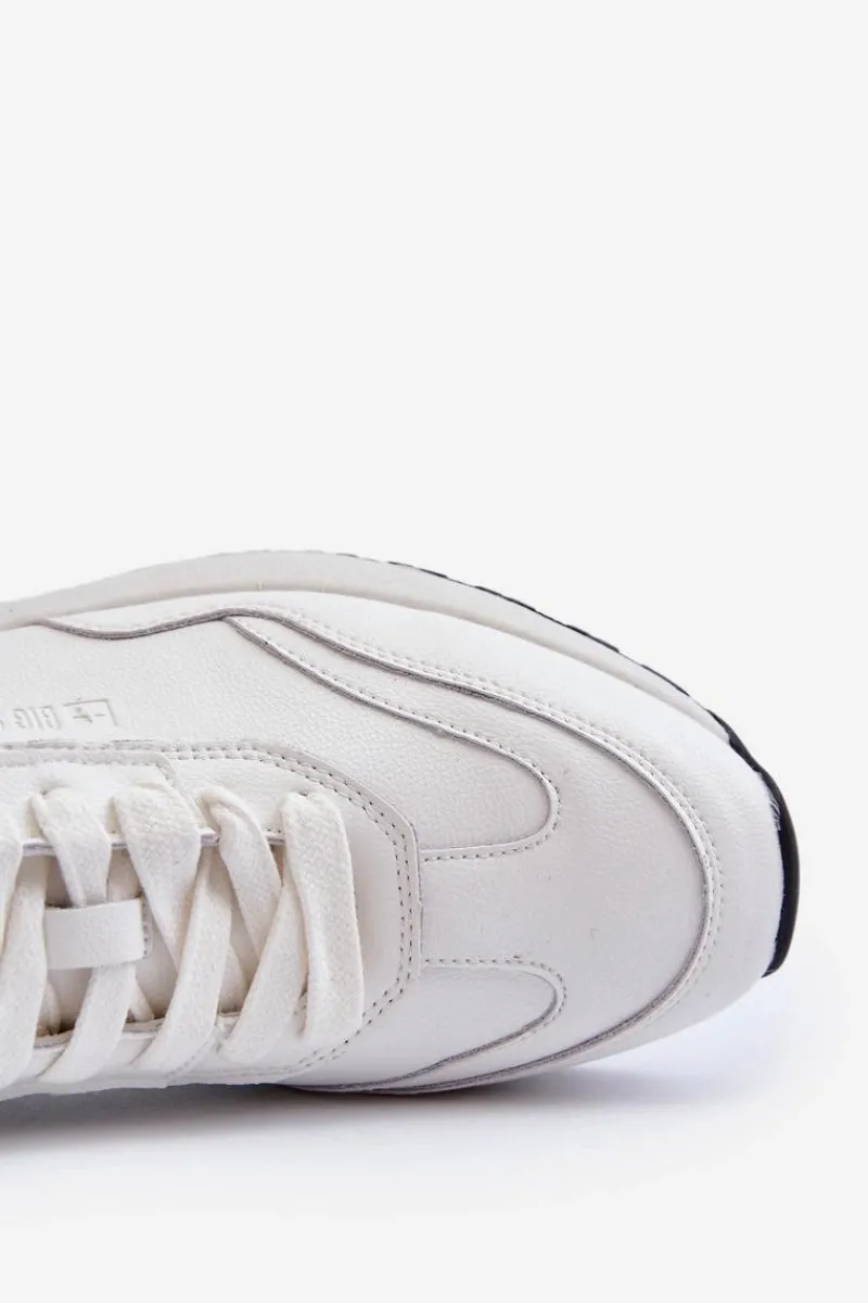 Obuwie Sportowe Męskie>Big Star Shoes Sneakersy Męskie Skórzane BIG STAR NN174288 Białe