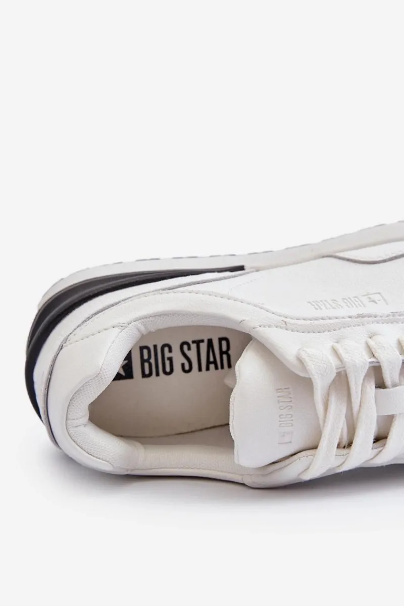 Obuwie Sportowe Męskie>Big Star Shoes Sneakersy Męskie Skórzane BIG STAR NN174288 Białe