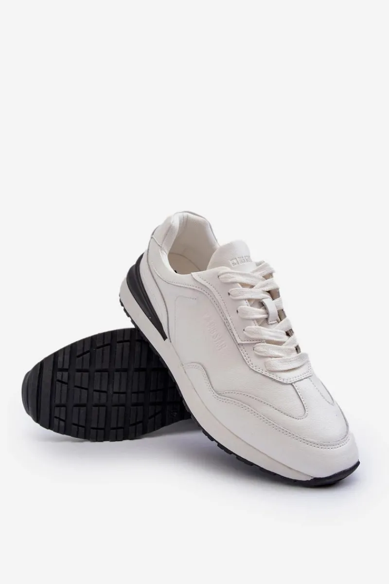 Obuwie Sportowe Męskie>Big Star Shoes Sneakersy Męskie Skórzane BIG STAR NN174288 Białe