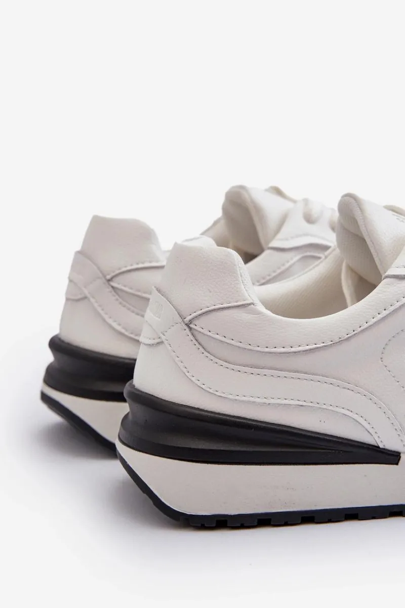 Obuwie Sportowe Męskie>Big Star Shoes Sneakersy Męskie Skórzane BIG STAR NN174288 Białe