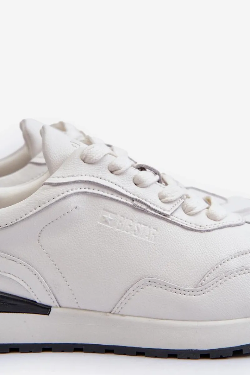 Obuwie Sportowe Męskie>Big Star Shoes Sneakersy Męskie Skórzane BIG STAR NN174288 Białe