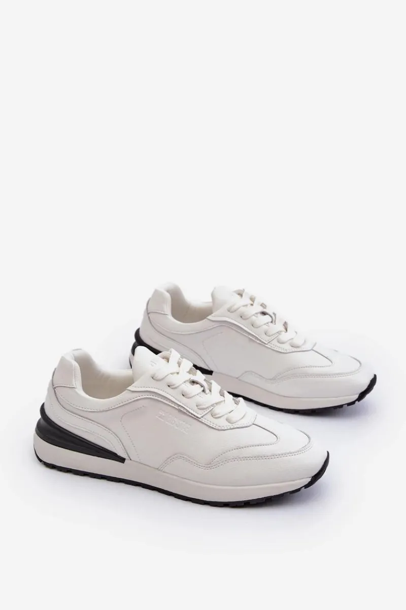 Obuwie Sportowe Męskie>Big Star Shoes Sneakersy Męskie Skórzane BIG STAR NN174288 Białe