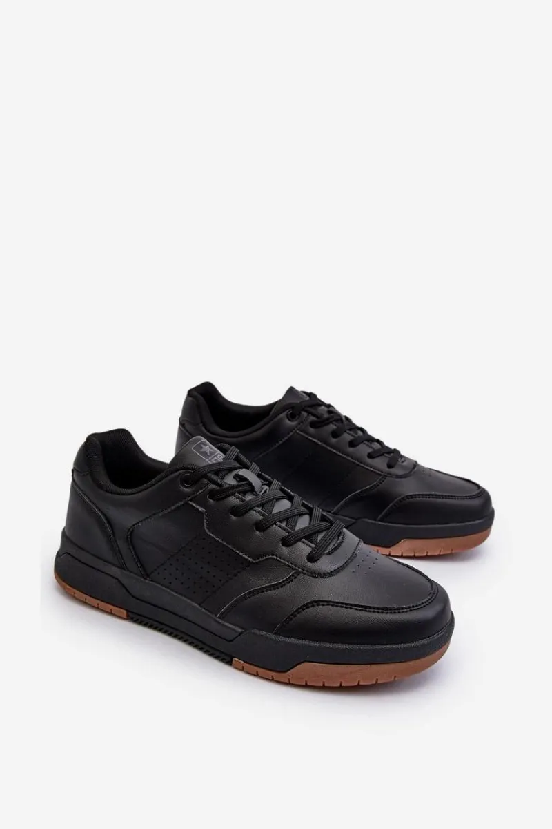 Obuwie Sportowe Męskie>Evento Sneakersy Męskie Z Eko Skóry Czarne Radikalle