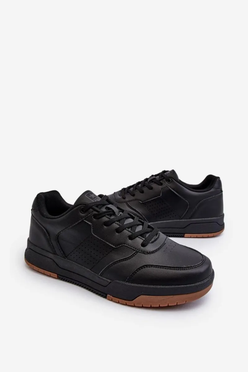 Obuwie Sportowe Męskie>Evento Sneakersy Męskie Z Eko Skóry Czarne Radikalle