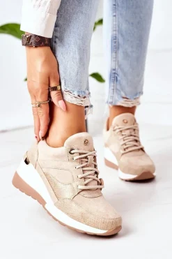 Evento Sneakersy Na Koturnie Beżowe Temida