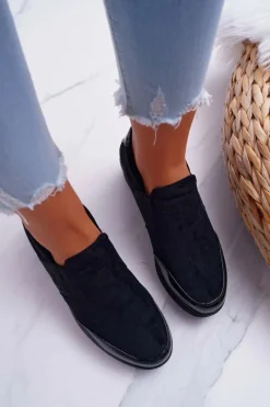 Sneakersy Na Koturnie Sergio Leone PB225 Czarne Damskie Sneakersy Damskie