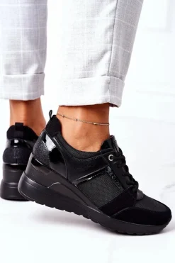 Sale Buty damskie Vinceza Sneakersy Na Koturnie Vinceza 10606 Czarne