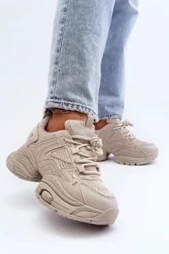 Clearance GOE Sneakersy Na Masywnej Podeszwie NN2N4046 Beżowe Beżowy