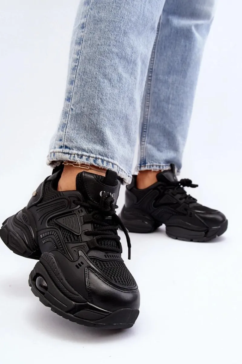 Hot Sneakersy Na Masywnej Podeszwie NN2N4045 Czarne Damskie Sneakersy Damskie