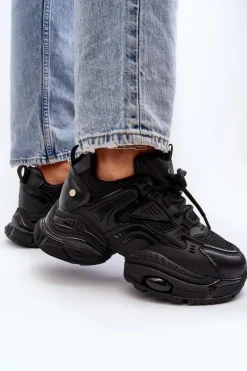 Hot Sneakersy Na Masywnej Podeszwie NN2N4045 Czarne Damskie Sneakersy Damskie