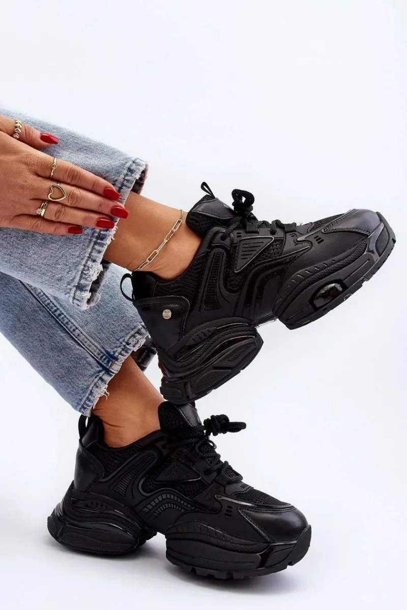 Hot Sneakersy Na Masywnej Podeszwie NN2N4045 Czarne Damskie Sneakersy Damskie