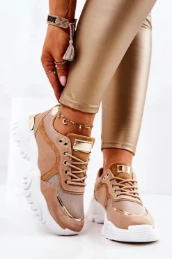 Sneakersy Na Platformie Brązowe Sallie Damskie Sneakersy Damskie