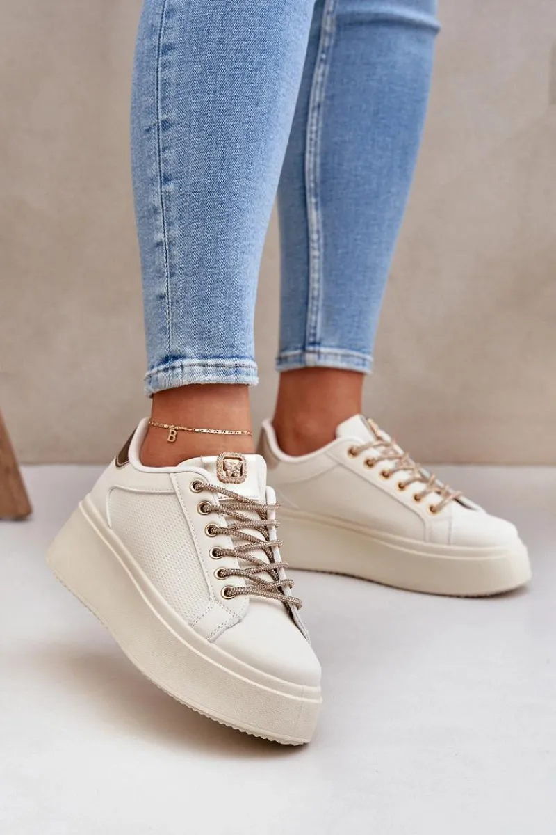 Clearance Sneakersy Na Platformie Z Ozdobnymi Sznurówkami Beżowe Fonetha Damskie Buty Sportowe Na Platformie|Sneakersy Damskie