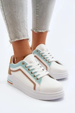 Sneakesy Damskie Z Brokatem Niebieskie Elnami Damskie Sneakersy Damskie