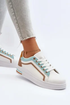 Sneakesy Damskie Z Brokatem Niebieskie Elnami Damskie Sneakersy Damskie