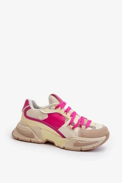 Sneakersy Damskie></noscript>Boto Snekersy Damskie Na Grubej Podeszwie Fuksja Peonema Różowy