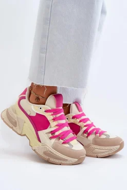 Sneakersy Damskie></noscript>Boto Snekersy Damskie Na Grubej Podeszwie Fuksja Peonema Różowy
