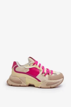 Sneakersy Damskie></noscript>Boto Snekersy Damskie Na Grubej Podeszwie Fuksja Peonema Różowy
