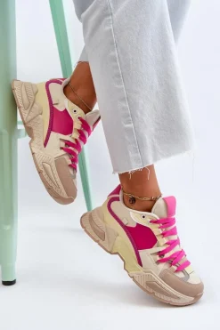 Sneakersy Damskie></noscript>Boto Snekersy Damskie Na Grubej Podeszwie Fuksja Peonema Różowy