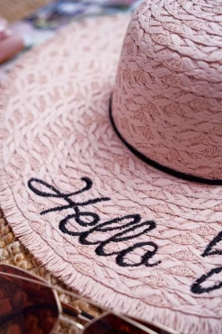 Online Słomiany Kapelusz BRUNO ROSSI Hello Sunshine Różowy Okrycia Głowy