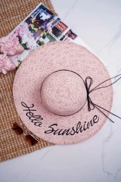 Online Słomiany Kapelusz BRUNO ROSSI Hello Sunshine Różowy Okrycia Głowy