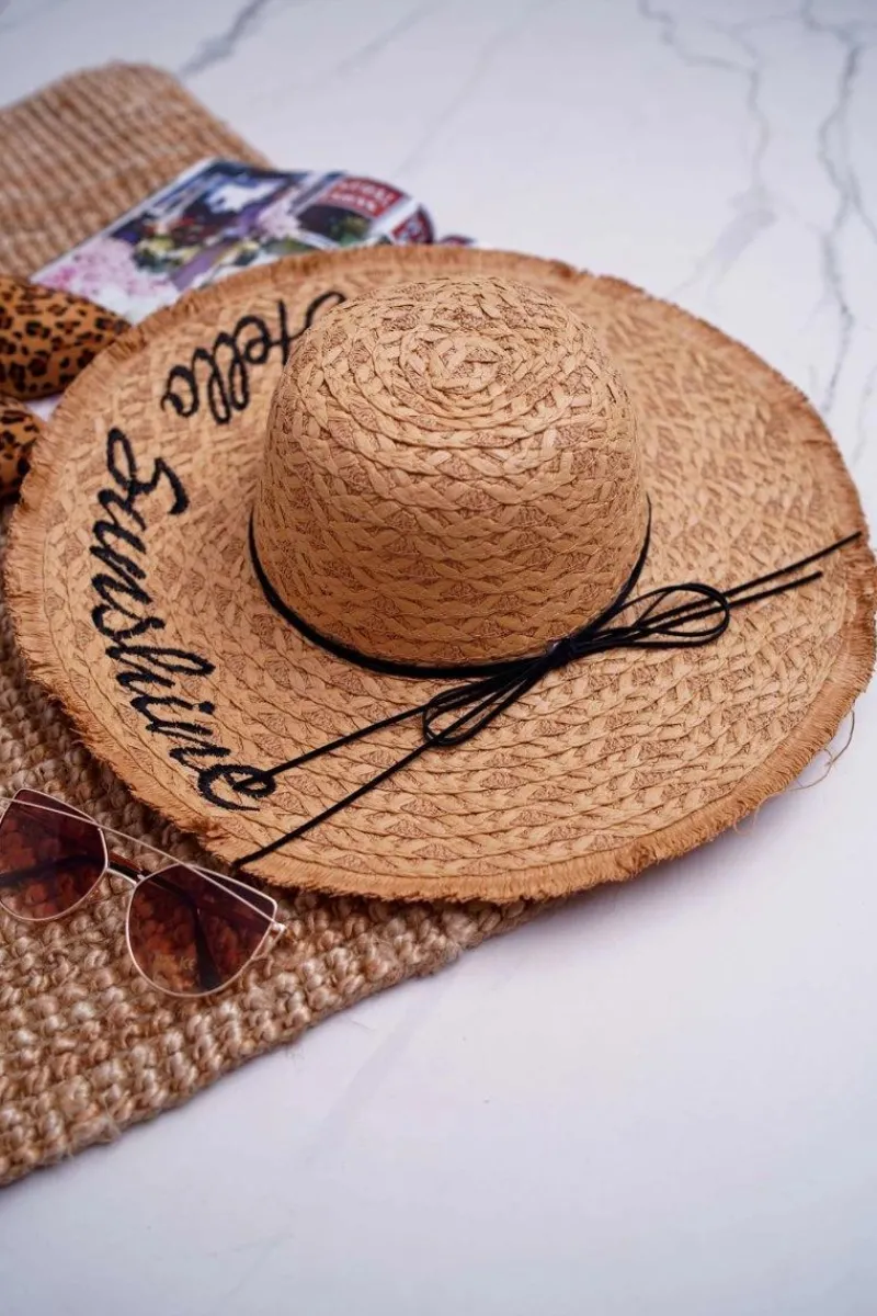 Okrycia Głowy>Boto Słomiany Kapelusz BRUNO ROSSI Hello Sunshine Camel