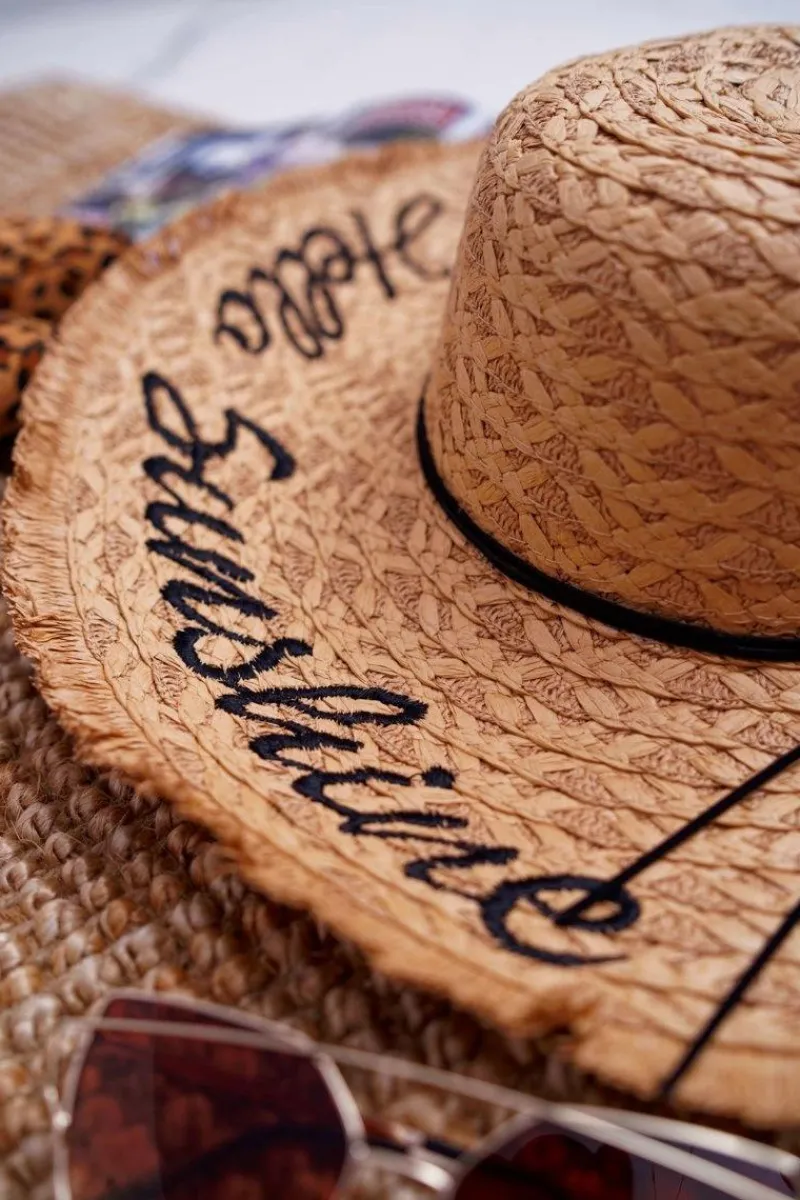 Okrycia Głowy>Boto Słomiany Kapelusz BRUNO ROSSI Hello Sunshine Camel