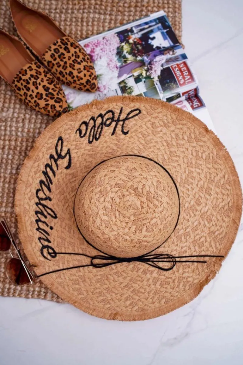 Okrycia Głowy>Boto Słomiany Kapelusz BRUNO ROSSI Hello Sunshine Camel