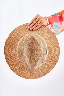 Outlet Słomiany Kapelusz Z Cekinami Beżowy Iluna Okrycia Głowy