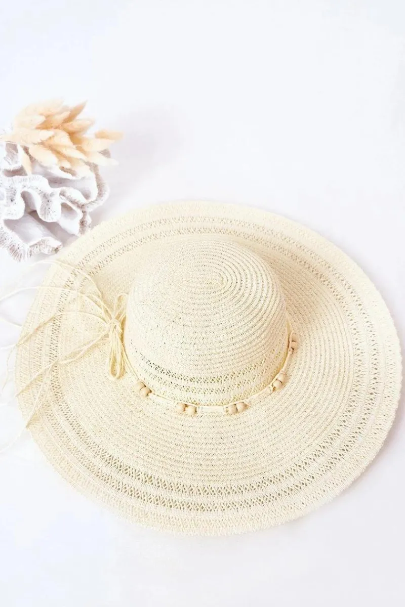 Best Boto Słomiany Kapelusz Z Dużym Rondem BRUNO ROSSI Ecru