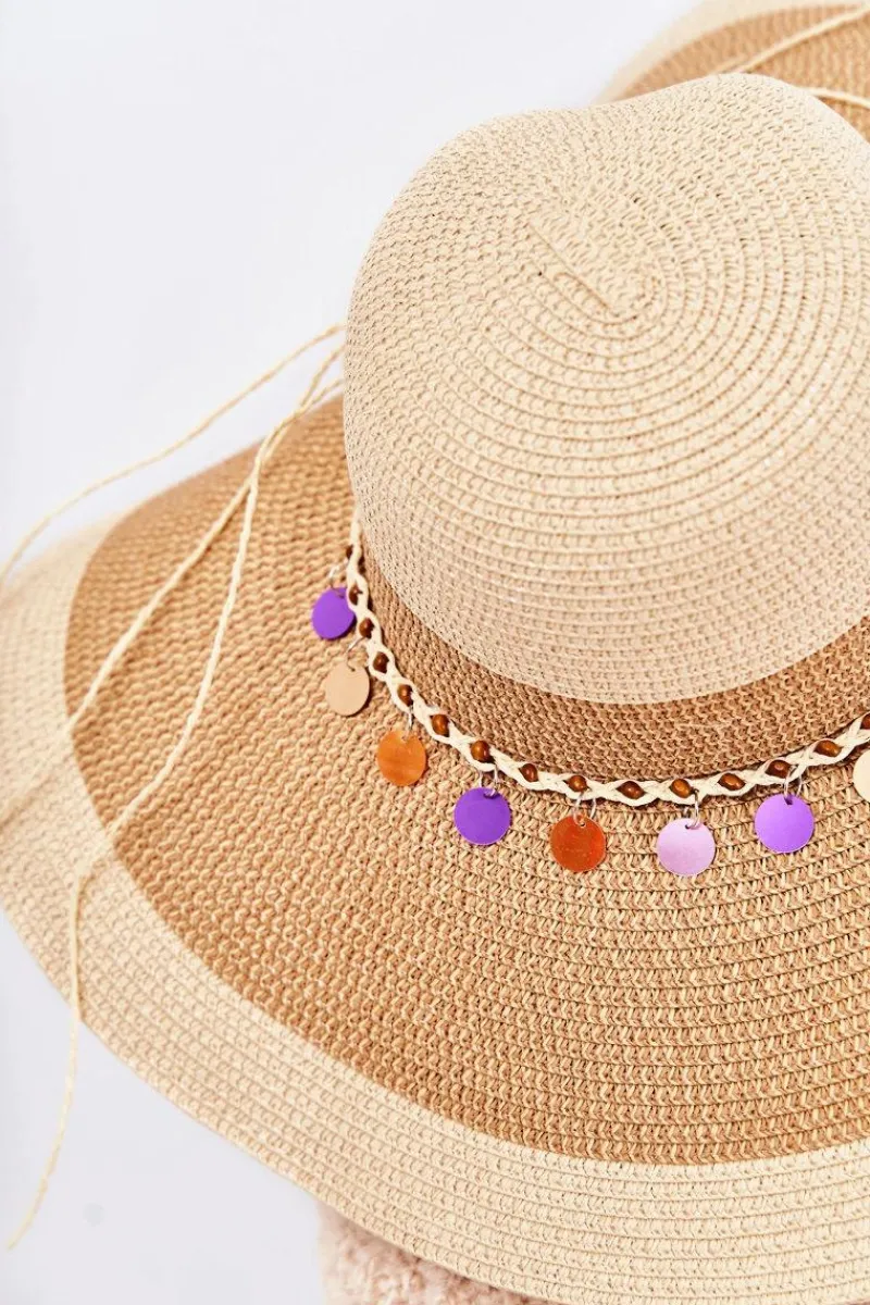 Okrycia Głowy>Boto Słomiany Kapelusz Z Ozdobnym Paskiem Beżowy Lanetta