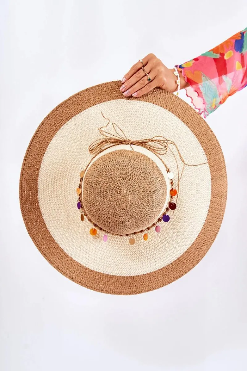 Online Boto Słomiany Kapelusz Z Ozdobnym Paskiem Beżowo-Brązowy Lanetta