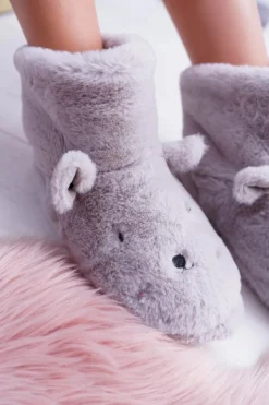 Sale Boto SOXO Ciepłe Domowe Szare Botki Papcie Króliczki 94529