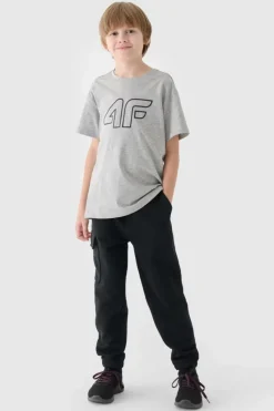 Outlet 4F Spodnie Chłopięce Dresowe Joggery JWAW24TTROM760-20S Czarne Czarny